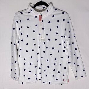 Joules White W Navy Blue Polka Dots Mock Neck Half Zip Pullover Sweatshirt 8